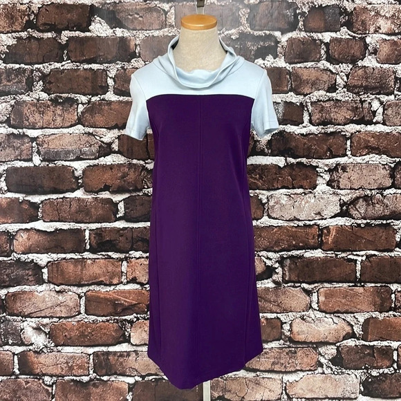 Onni + Co Dress Purple Blue Cowl Neck Stretchy NWT Size Small - Picture 1 of 13